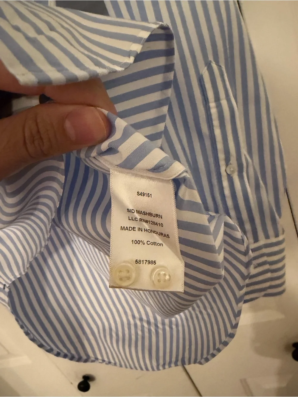 Sid Mashburn Button Down Dress Shirt, Blue/White Striped, Men’s 15/33